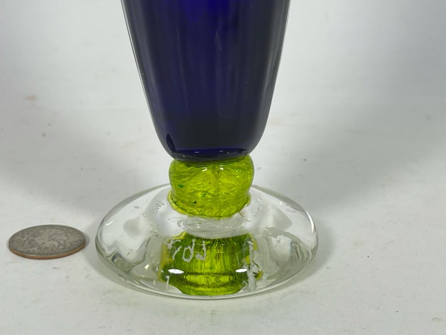 Signed Studio Art Glass Vase 11H [Photo 5]
