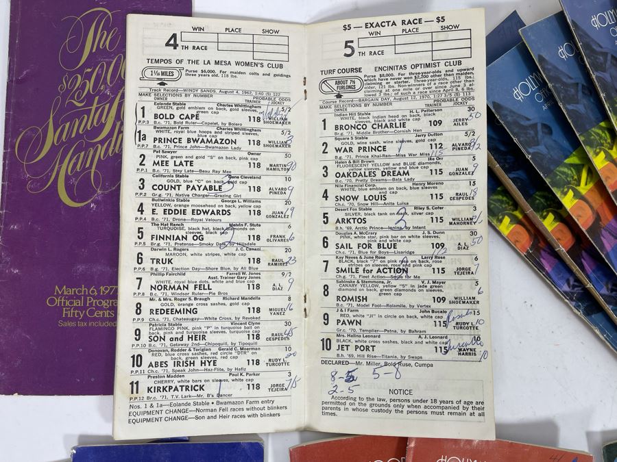 JUST ADDED - Horse Racing Race Track Programs From Del Mar, Hollywood Park And Santa Anita [Photo 7]