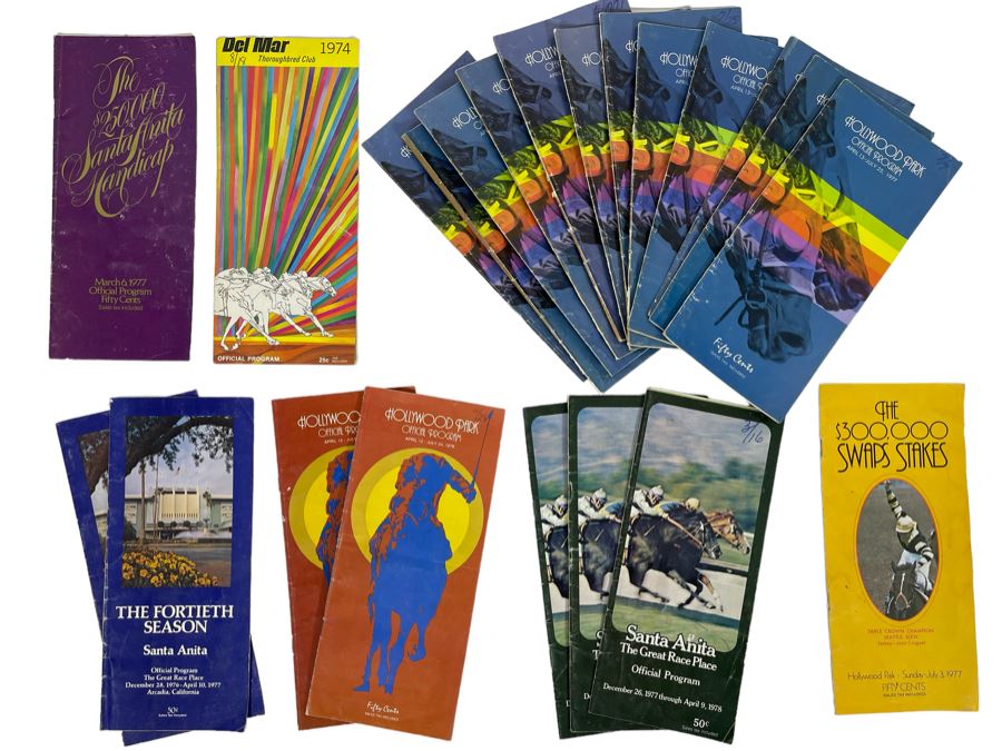 JUST ADDED - Horse Racing Race Track Programs From Del Mar, Hollywood Park And Santa Anita