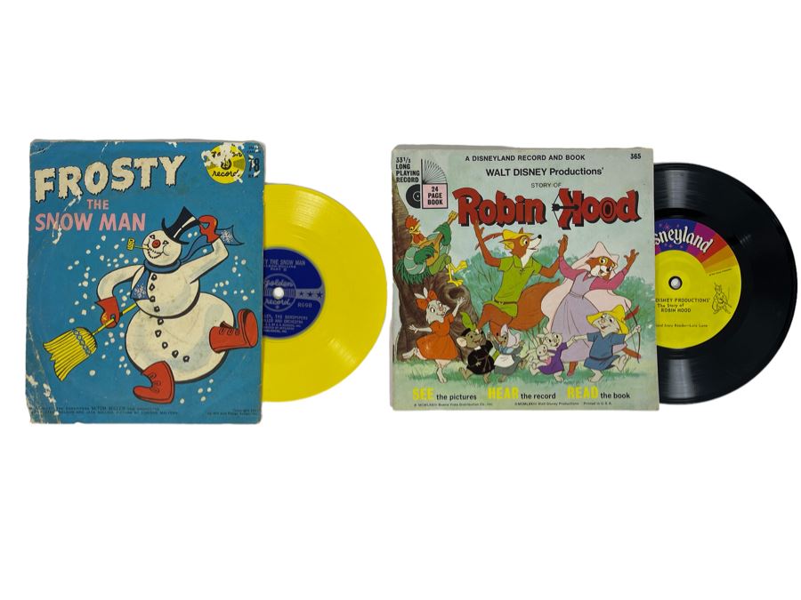 JUST ADDED - Disneyland Record And Book Walt Disney's Story Of Robin Hood And Frost The Snow Man Record