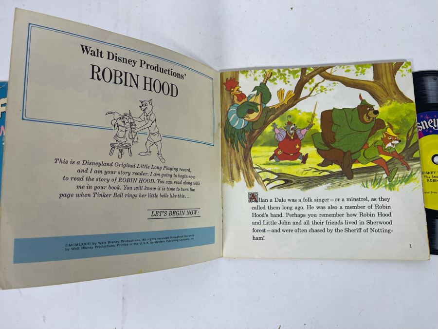 JUST ADDED - Disneyland Record And Book Walt Disney's Story Of Robin Hood And Frost The Snow Man Record [Photo 4]