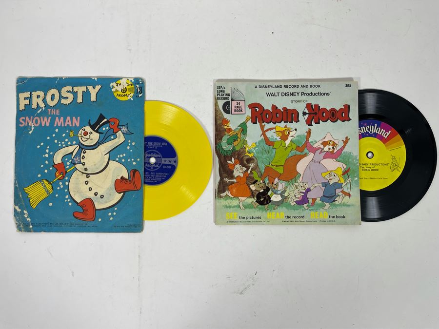 JUST ADDED - Disneyland Record And Book Walt Disney's Story Of Robin Hood And Frost The Snow Man Record [Photo 2]
