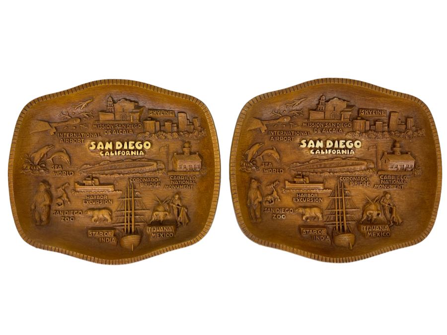 JUST ADDED - Pair Of San Diego California Tourist Wall Plaques 12 X 10 [Photo 1]