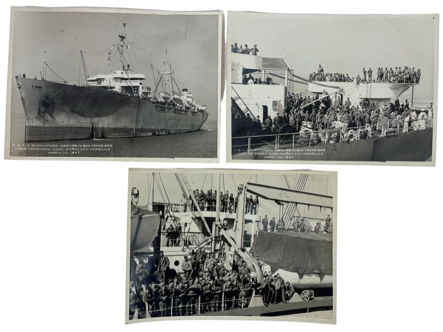 JUST ADDED - Three 1947 Navy Photographs Of USS General R. M. Blatchford (AP-153) Naval Transport Ship 7 X 5 [Photo 1]