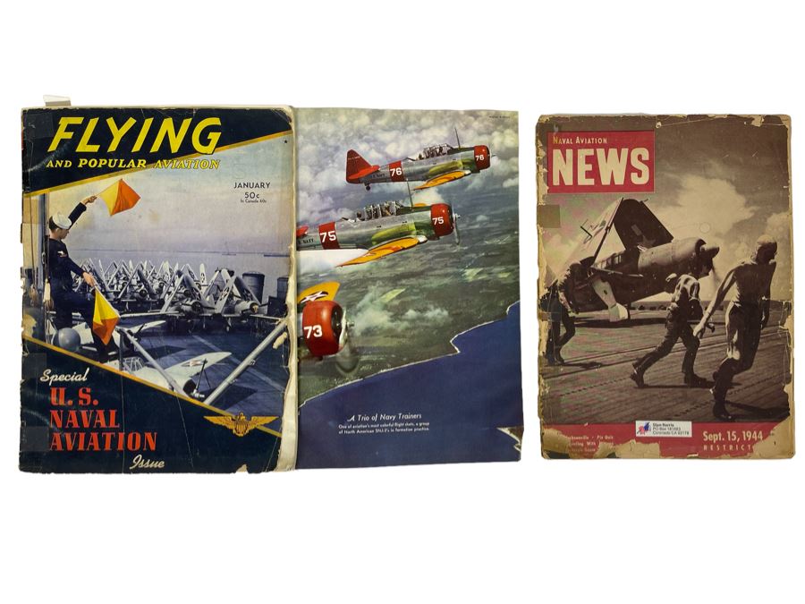 JUST ADDED - 1942 Flying And Popular Aviation Special U.S. Naval Aviation Issue Magazine And 1944 Naval Aviation News Magazine [Photo 1]