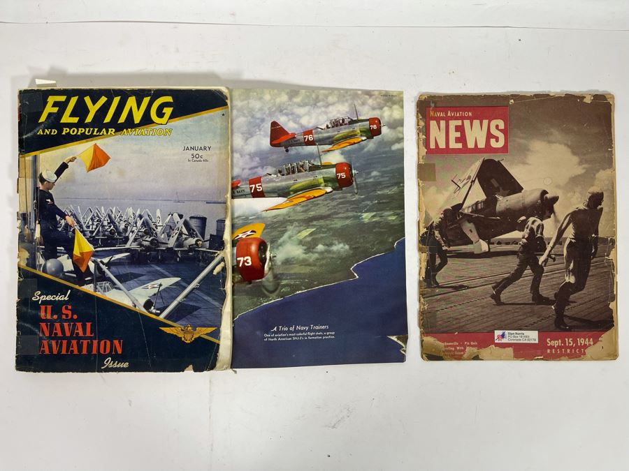 JUST ADDED - 1942 Flying And Popular Aviation Special U.S. Naval Aviation Issue Magazine And 1944 Naval Aviation News Magazine [Photo 3]