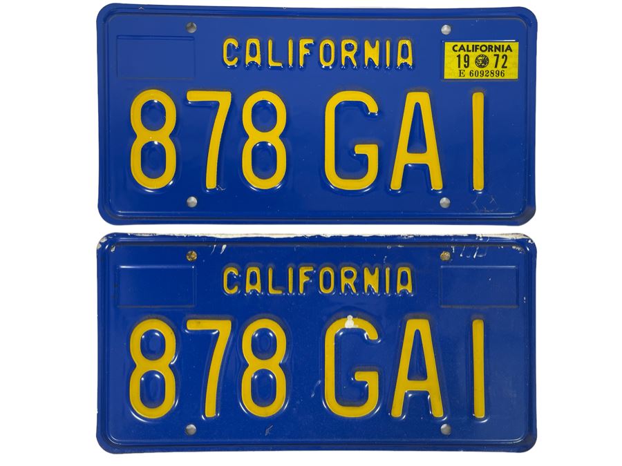 JUST ADDED - Pair Of Early Seventies California License Plates