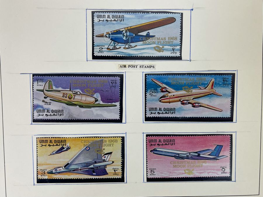 Mid-Century Mint Airplane 1968 Moon Flight Stamps [Photo 5]