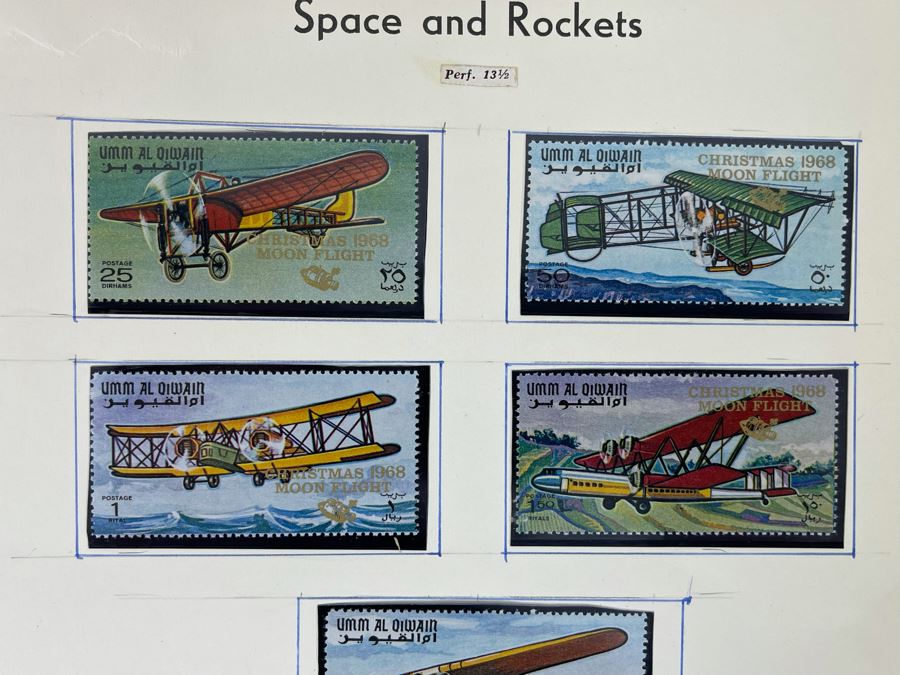 Mid-Century Mint Airplane 1968 Moon Flight Stamps [Photo 4]