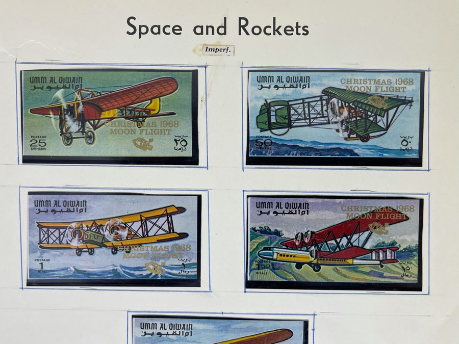 Mid-Century Mint Airplane 1968 Moon Flight Stamps [Photo 2]