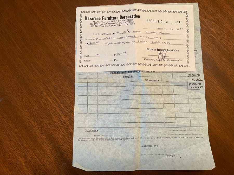 Mid-Century Modern Solid Wood And Bamboo 2 Piece L-Shape TIKI Bar With Padded Edge And Brass Rail Plus Six Bamboo Bar Stools Plus Drawer Of Vintage Bar Supplies 71W X 44D X 42H [Photo 26]