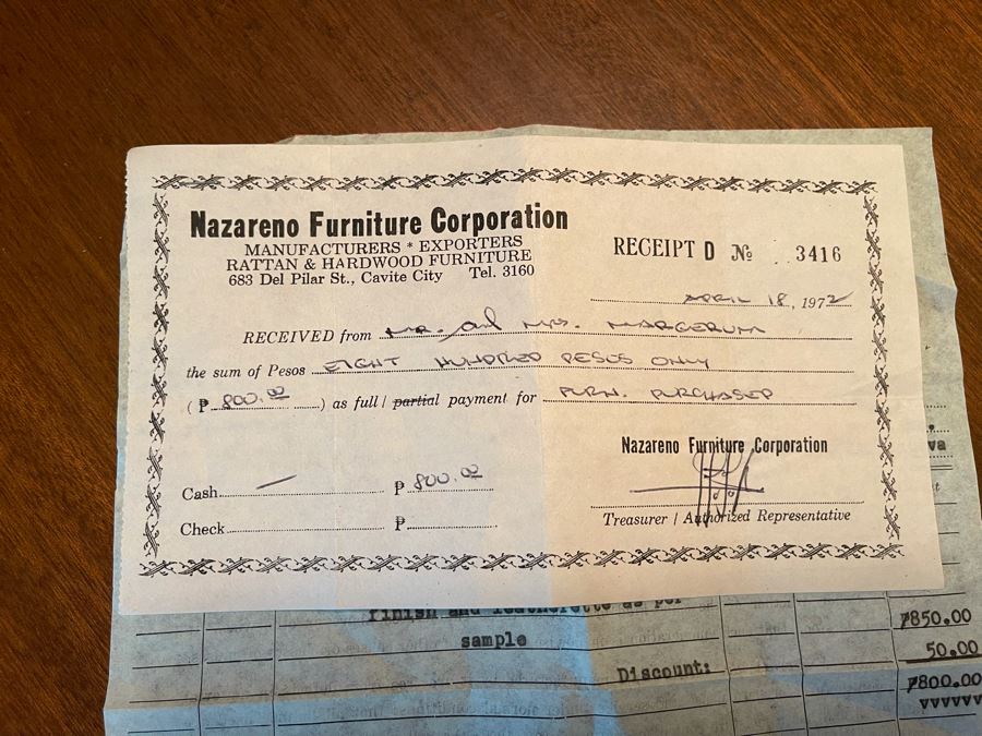 Mid-Century Modern Solid Wood And Bamboo 2 Piece L-Shape TIKI Bar With Padded Edge And Brass Rail Plus Six Bamboo Bar Stools Plus Drawer Of Vintage Bar Supplies 71W X 44D X 42H [Photo 27]