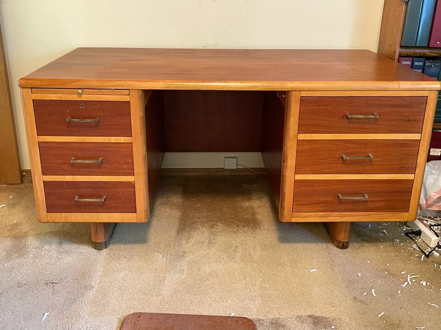 Mid-Century Modern Executive Solid Wood Desk 58W X 33D X 29H [Photo 6]