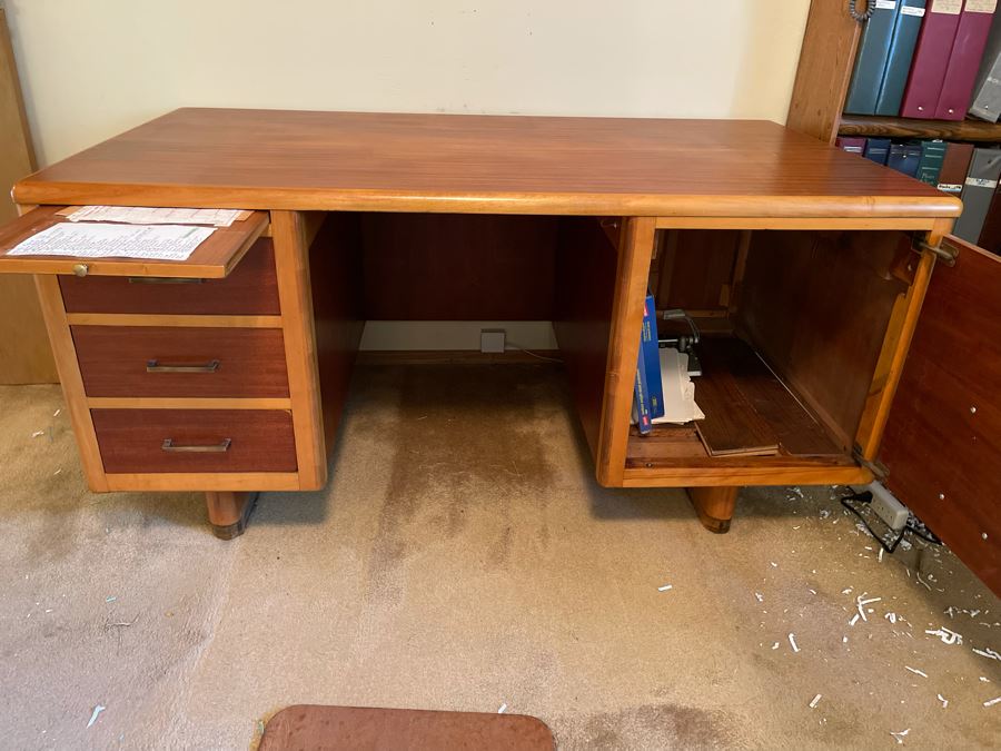 Mid-Century Modern Executive Solid Wood Desk 58W X 33D X 29H [Photo 14]