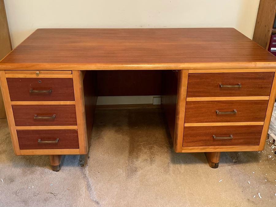 Mid-Century Modern Executive Solid Wood Desk 58W X 33D X 29H [Photo 23]