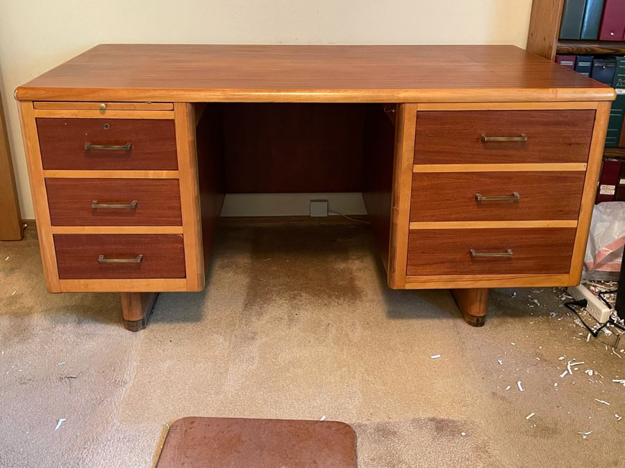 Mid-Century Modern Executive Solid Wood Desk 58W X 33D X 29H [Photo 4]