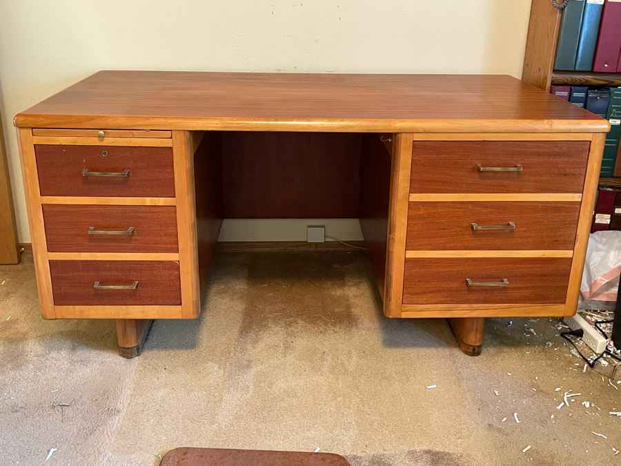Mid-Century Modern Executive Solid Wood Desk 58W X 33D X 29H [Photo 7]