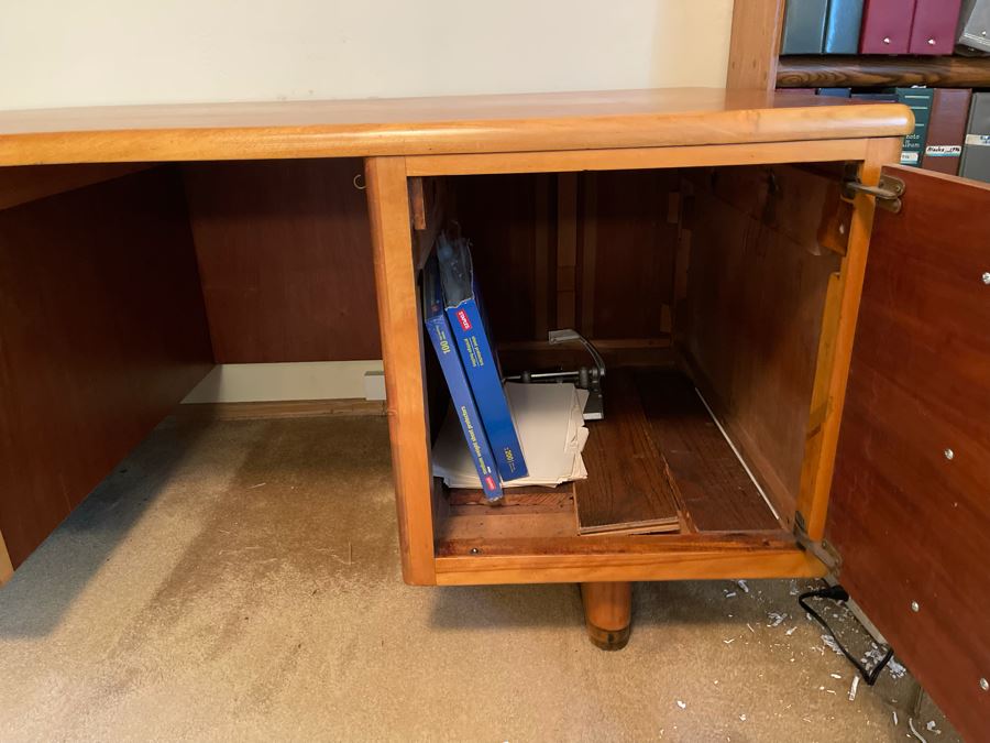 MidCentury Modern Executive Solid Wood Desk 58W X 33D X 29H