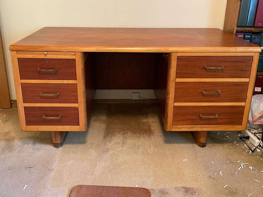 Mid-Century Modern Executive Solid Wood Desk 58W X 33D X 29H [Photo 5]