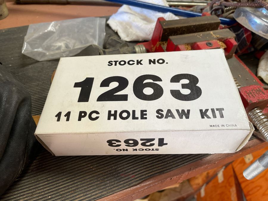 Huge Workbench Tool Lot Includes Multiple Toolboxes, Drawers With Tools, Hardware, Shop Vacuum, Wood Files, Vise, Workbench 101W X 33D X 66H - See All Photos  [Photo 25]