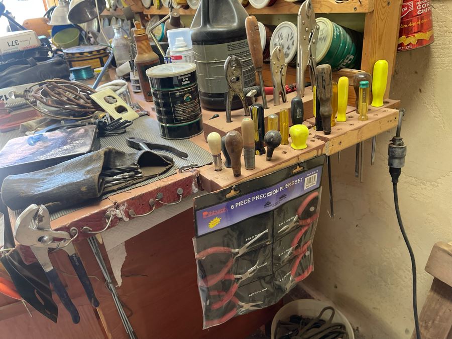 Huge Workbench Tool Lot Includes Multiple Toolboxes, Drawers With Tools, Hardware, Shop Vacuum, Wood Files, Vise, Workbench 101W X 33D X 66H - See All Photos  [Photo 27]