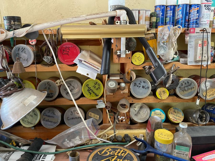 Huge Workbench Tool Lot Includes Multiple Toolboxes, Drawers With Tools, Hardware, Shop Vacuum, Wood Files, Vise, Workbench 101W X 33D X 66H - See All Photos  [Photo 35]