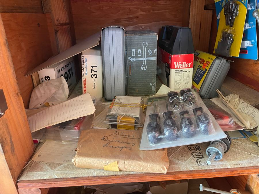 Huge Workbench Tool Lot Includes Multiple Toolboxes, Drawers With Tools, Hardware, Shop Vacuum, Wood Files, Vise, Workbench 101W X 33D X 66H - See All Photos  [Photo 19]