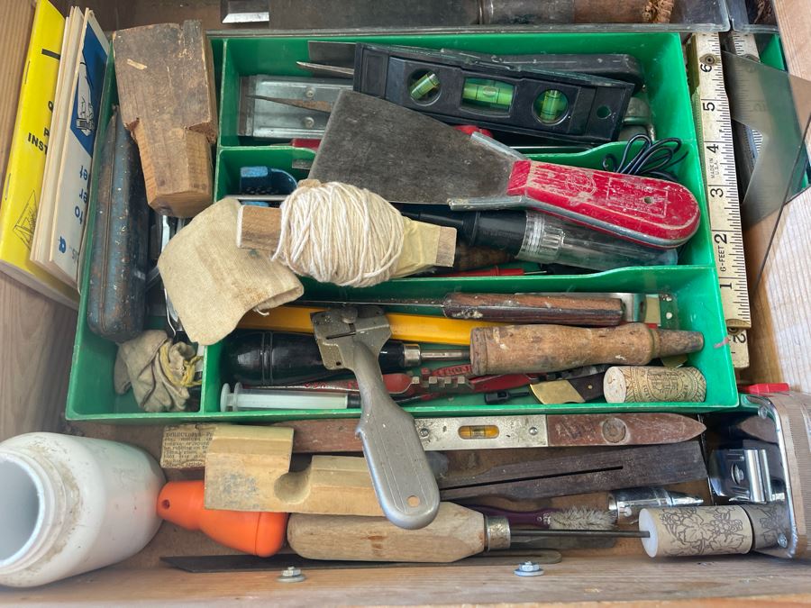 Huge Workbench Tool Lot Includes Multiple Toolboxes, Drawers With Tools, Hardware, Shop Vacuum, Wood Files, Vise, Workbench 101W X 33D X 66H - See All Photos  [Photo 39]