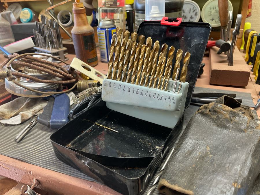 Huge Workbench Tool Lot Includes Multiple Toolboxes, Drawers With Tools, Hardware, Shop Vacuum, Wood Files, Vise, Workbench 101W X 33D X 66H - See All Photos  [Photo 30]