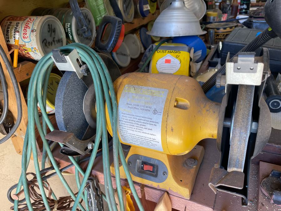 Huge Workbench Tool Lot Includes Multiple Toolboxes, Drawers With Tools, Hardware, Shop Vacuum, Wood Files, Vise, Workbench 101W X 33D X 66H - See All Photos  [Photo 5]