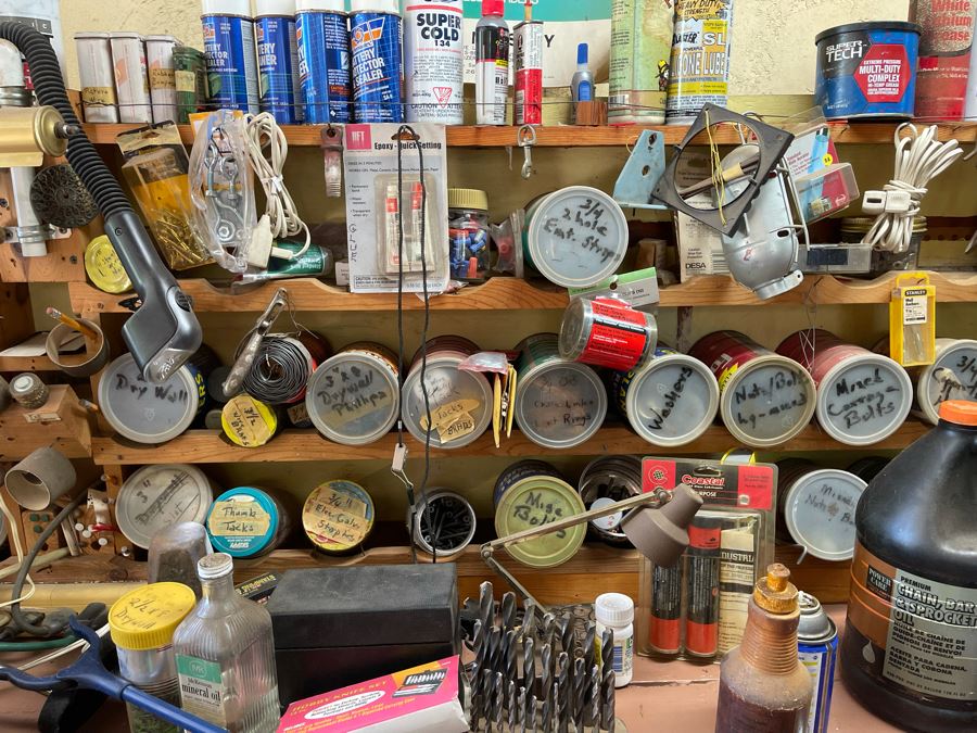 Huge Workbench Tool Lot Includes Multiple Toolboxes, Drawers With Tools, Hardware, Shop Vacuum, Wood Files, Vise, Workbench 101W X 33D X 66H - See All Photos  [Photo 36]