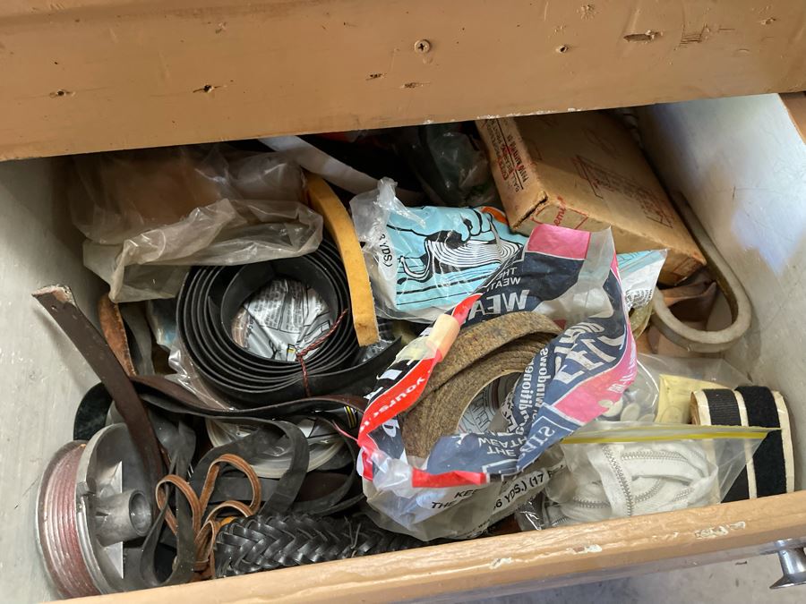 Pair Of Workbenches With DeWalt Circular Saw, Drill Press, Pipe Wrenches, Saw Blades, Tools, Portable Work Benches (Bench 1: 33W X 30D X 66H / Bench 2: 48W X 25D X 42H) - See Photos [Photo 23]