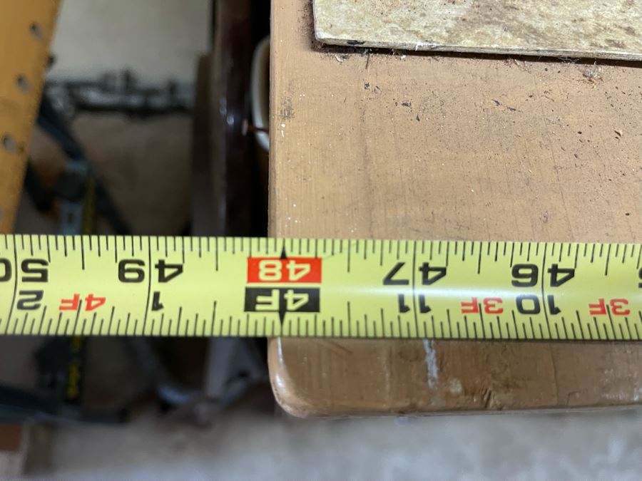 Pair Of Workbenches With DeWalt Circular Saw, Drill Press, Pipe Wrenches, Saw Blades, Tools, Portable Work Benches (Bench 1: 33W X 30D X 66H / Bench 2: 48W X 25D X 42H) - See Photos [Photo 28]