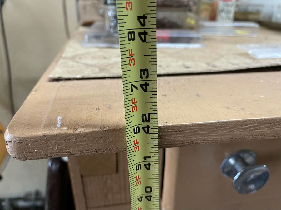 Pair Of Workbenches With DeWalt Circular Saw, Drill Press, Pipe Wrenches, Saw Blades, Tools, Portable Work Benches (Bench 1: 33W X 30D X 66H / Bench 2: 48W X 25D X 42H) - See Photos [Photo 30]