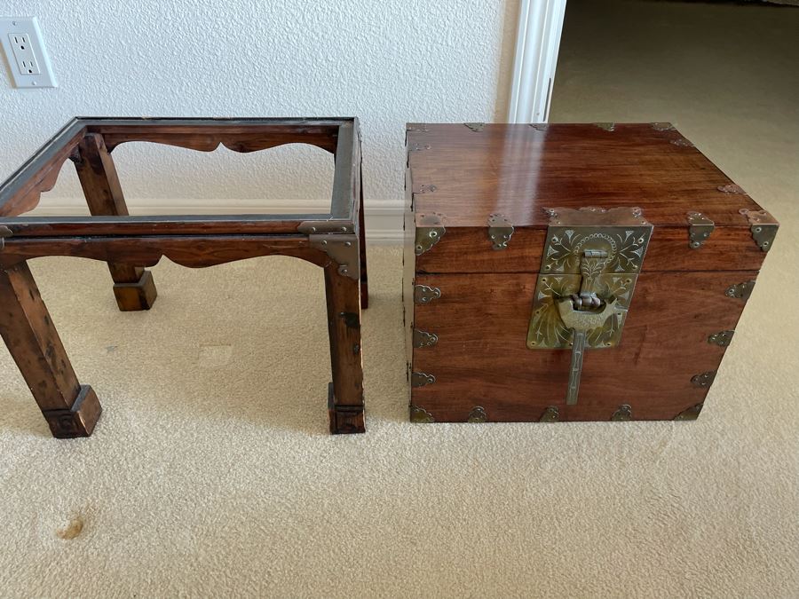 Antique Chinese Wooden Document Box On Stand With Brass Accents 15.5W X 12D X 24.5H [Photo 8]