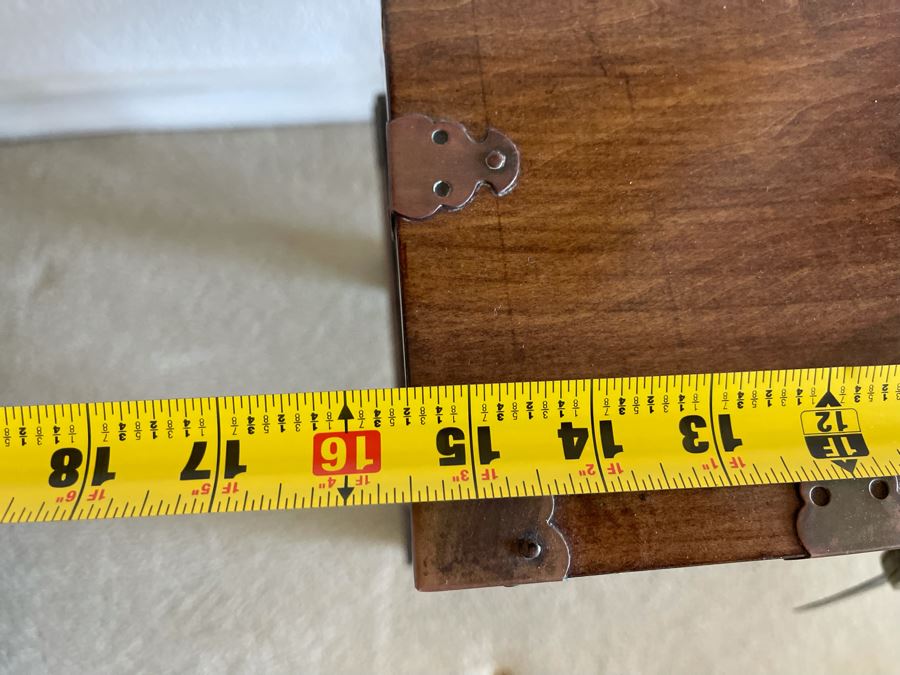 Antique Chinese Wooden Document Box On Stand With Brass Accents 15.5W X 12D X 24.5H [Photo 9]