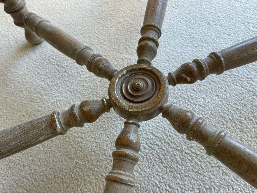 Wooden Coffee Table With Glass Oval Top 56W X 29D X 18H [Photo 6]