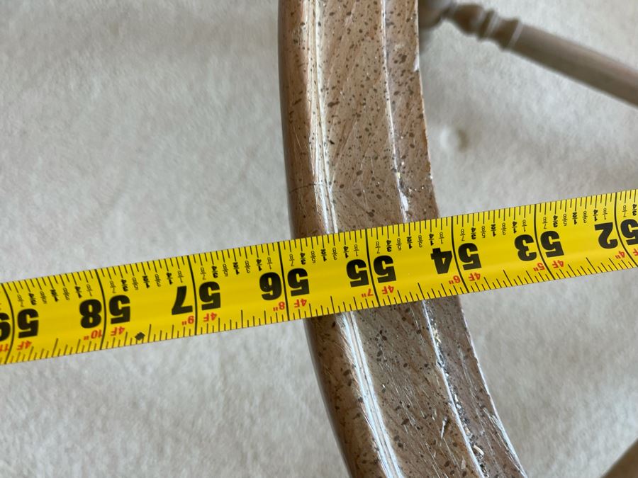 Wooden Coffee Table With Glass Oval Top 56W X 29D X 18H [Photo 7]