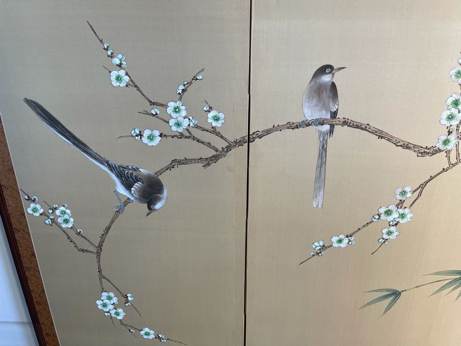 Japanese 4-Panel Hand Painted Screen 70 X 35 [Photo 9]