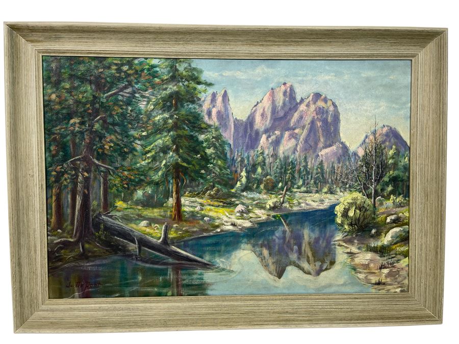 Original Painting Of Yosemite National Park 34 X 22.5 Framed 39 X 27