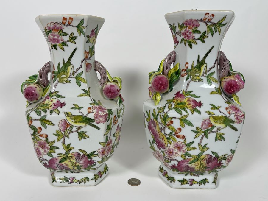 Pair Of Andrea By Sadek Porcelain Vases 12H [Photo 3]