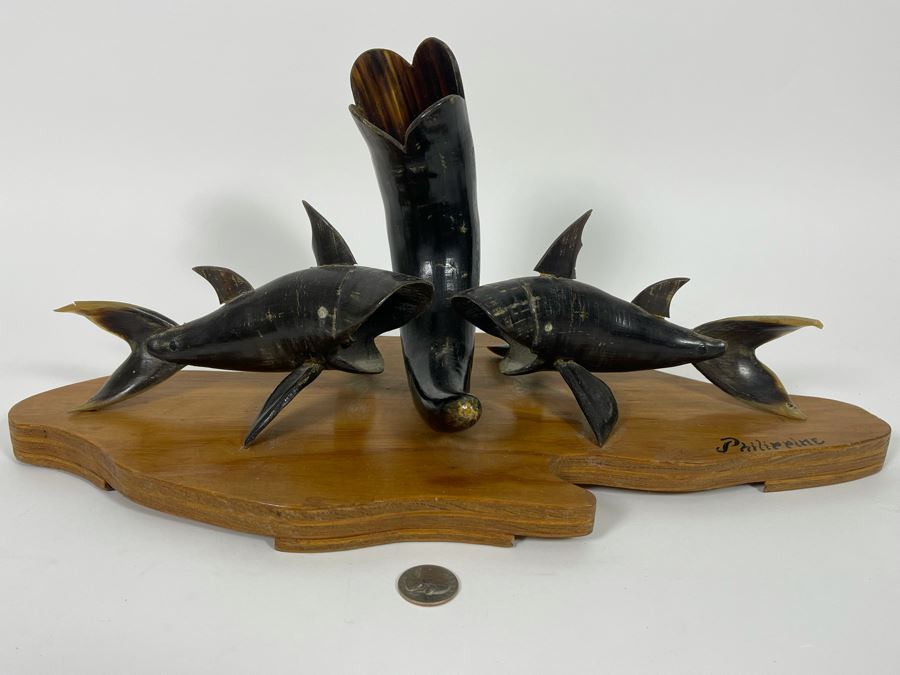 Shark Sculpture Made Of Horn From The Philippines 17W X 7D X 8H [Photo 3]