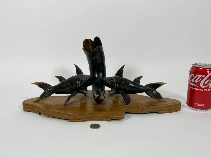 Shark Sculpture Made Of Horn From The Philippines 17W X 7D X 8H [Photo 8]