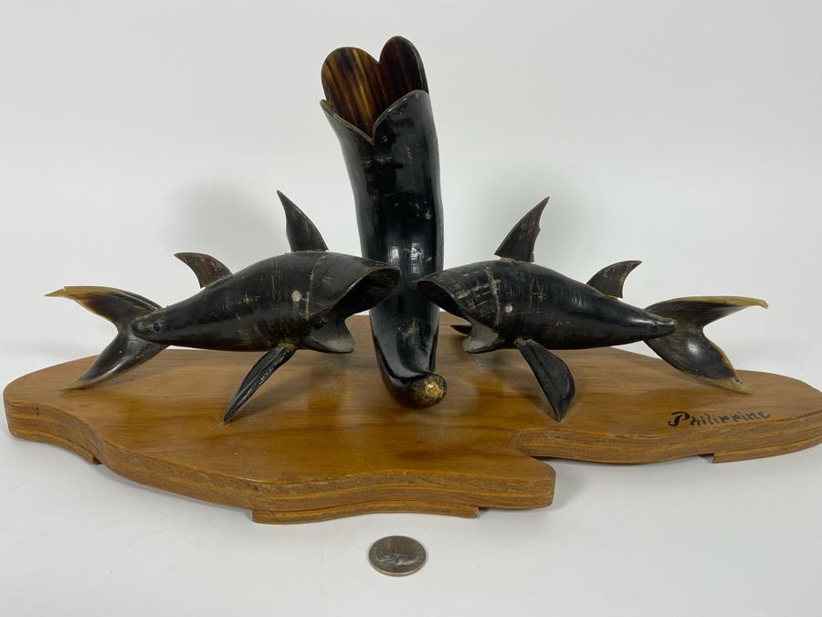 Shark Sculpture Made Of Horn From The Philippines 17W X 7D X 8H [Photo 2]