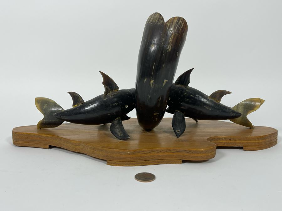 Shark Sculpture Made Of Horn From The Philippines 17W X 7D X 8H [Photo 9]
