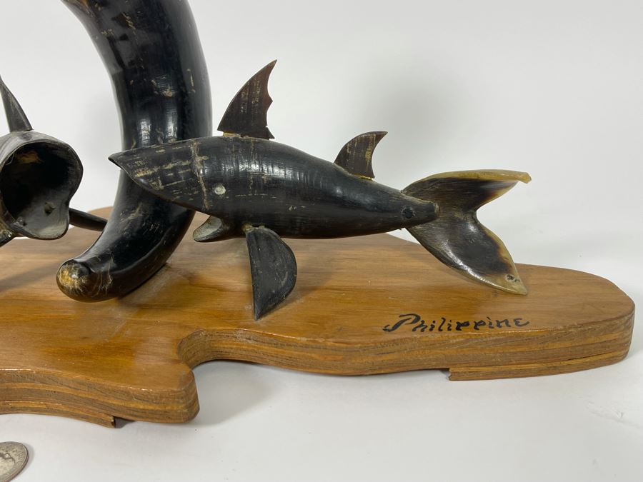 Shark Sculpture Made Of Horn From The Philippines 17W X 7D X 8H [Photo 6]