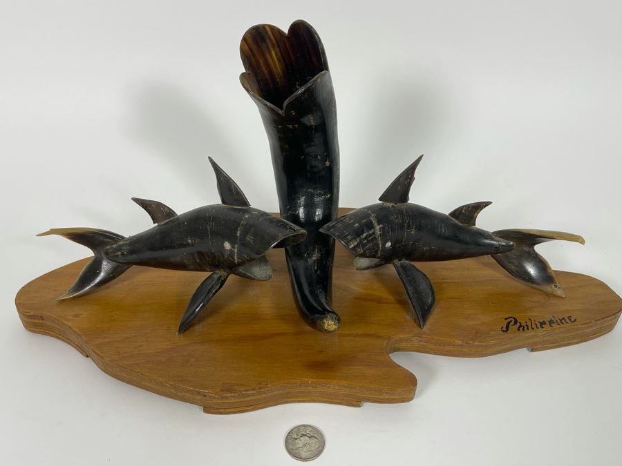 Shark Sculpture Made Of Horn From The Philippines 17W X 7D X 8H [Photo 4]