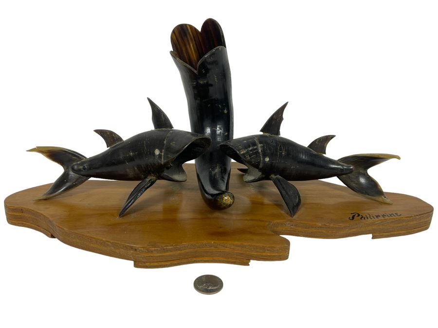 Shark Sculpture Made Of Horn From The Philippines 17W X 7D X 8H