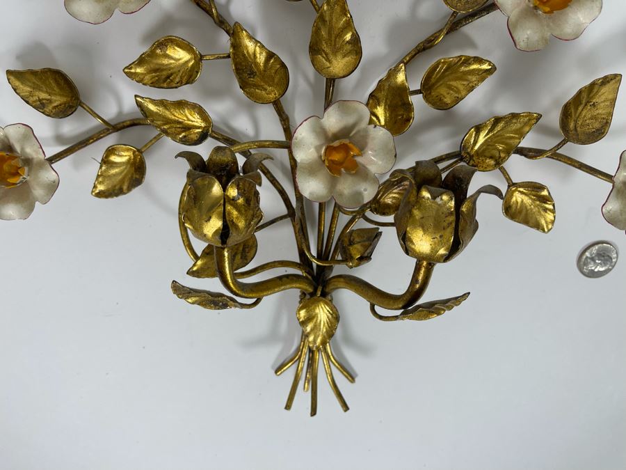 Pair Of Metal Wall Sconces Candelabras Made In Italy 14W X 12H [Photo 8]