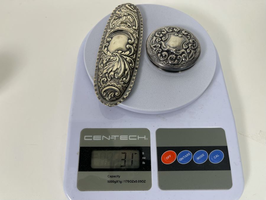 English Sterling Silver Repousse Lidded Glass Boxes Sterling Weight 31g [Photo 12]